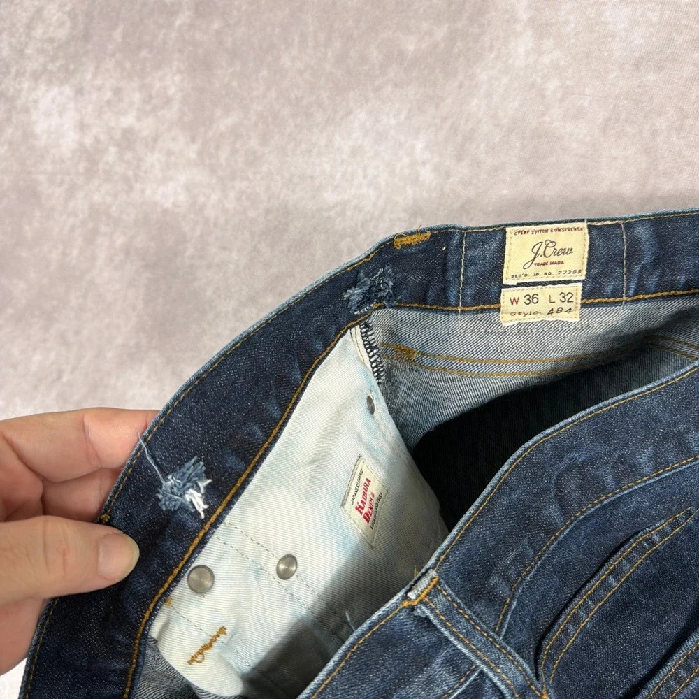 J.Crew 484 Slim‎ Fit Jeans Japanese Kaihara Denim 36x32 Dark Indigo Blue Mens